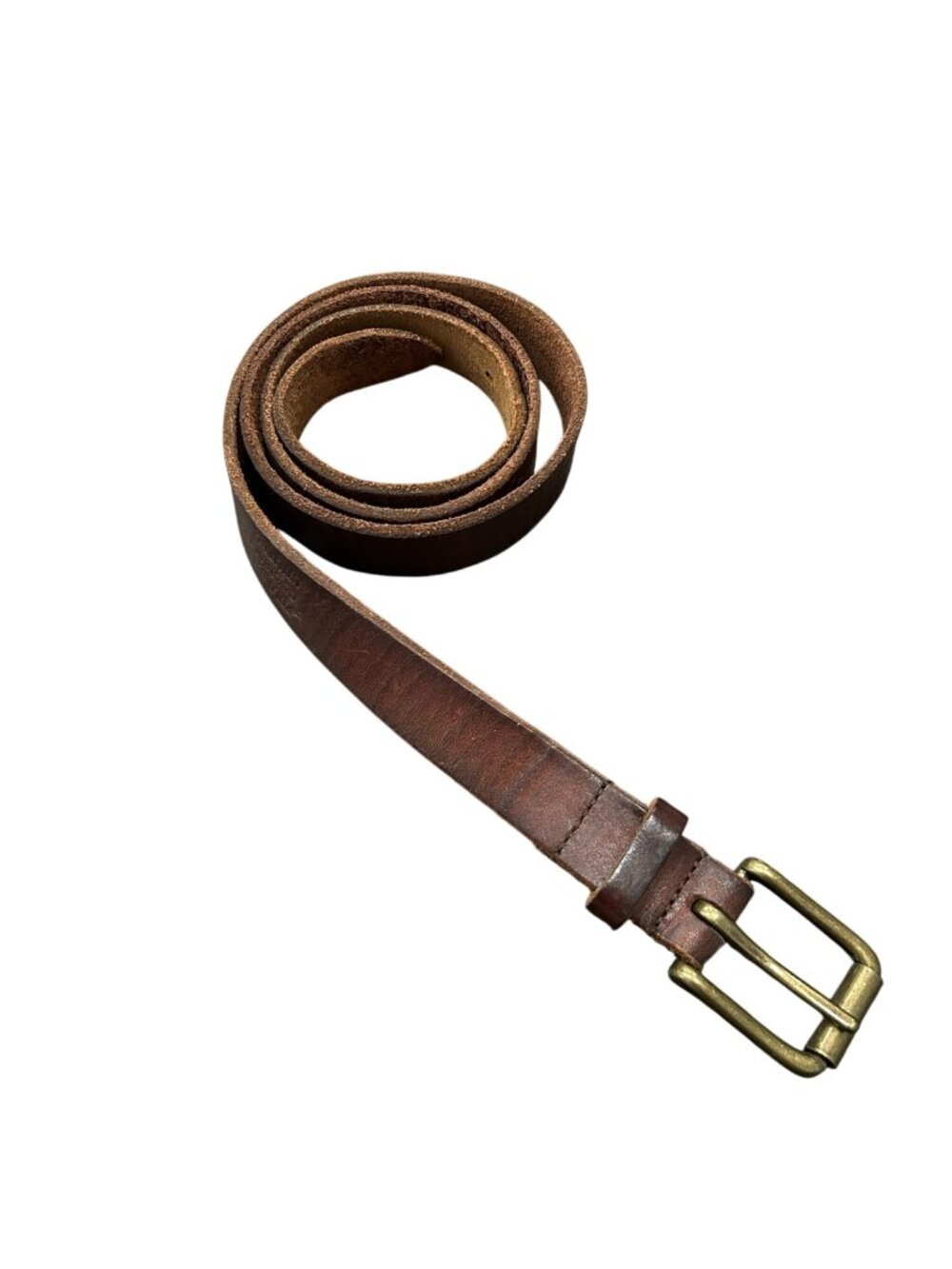 Ralph Lauren Brown Leather Belt Brass Buckle Mens Accessory 47 inches